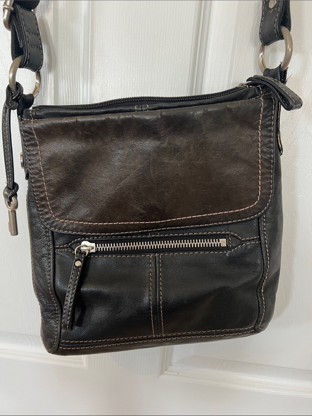 Fossil Black Leather Crossbody Bag